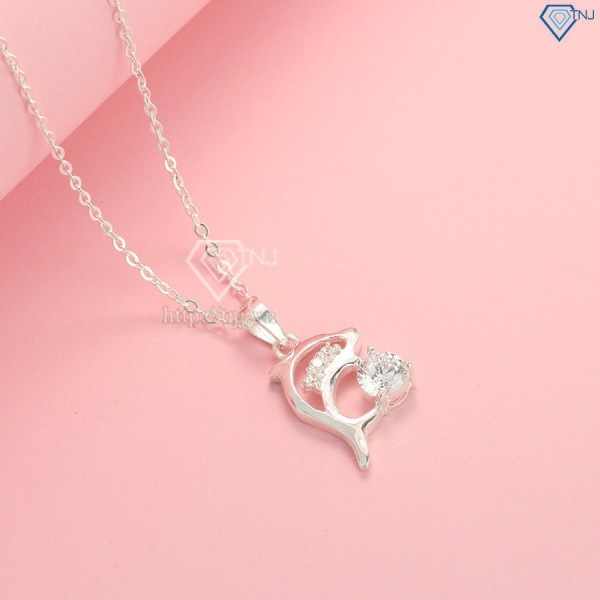 Tặng quà valentine cho bạn gái dây chuyền bạc nữ mặt con cá heo DCN0256