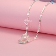 Tặng quà valentine cho bạn gái dây chuyền bạc nữ mặt trái tim đôi DCN0264 - Trang Sức TNJ