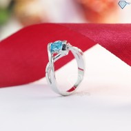 Quà valentine cho bạn gái nhẫn bạc nữ đính đá xanh dương NN0184 - Trang Sức TNJ