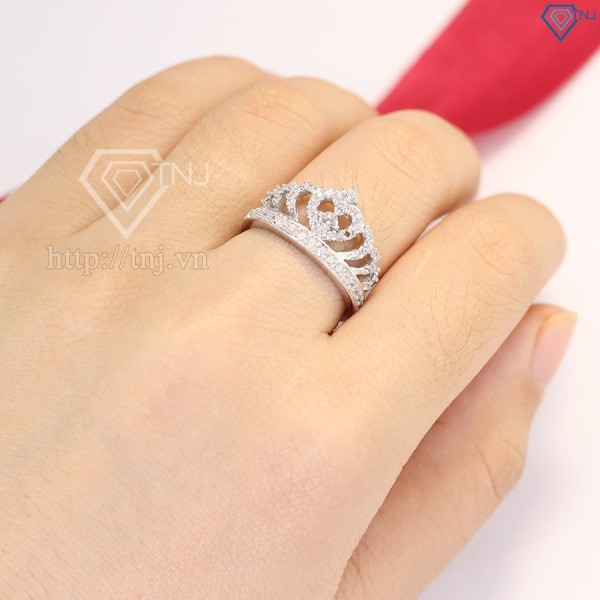 Quà valentine cho bạn gái nhẫn bạc nữ hình vương miện đính đá cao cấp NN0163 - Trang Sức TNJ
