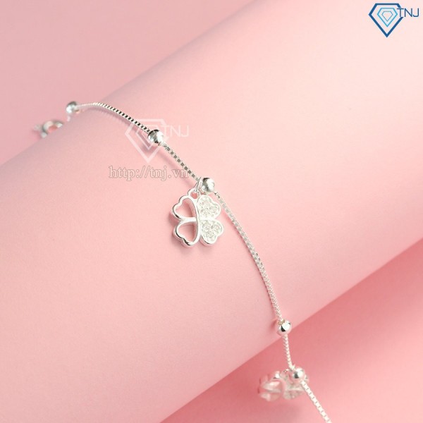 Quà valentine cho bạn gái lắc chân bạc nữ cỏ 4 lá may mắn LCN0067 - Trang Sức TNJ