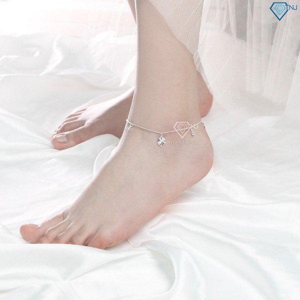 Quà valentine cho bạn gái lắc chân bạc nữ hình cỏ 4 lá LCN0059 - Trang  sức TNJ