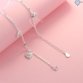 Quà valentine cho bạn gái lắc chân bạc nữ cao cấp hình trái tim đính đá đẹp LCN0046 - Trang Sức TNJ
