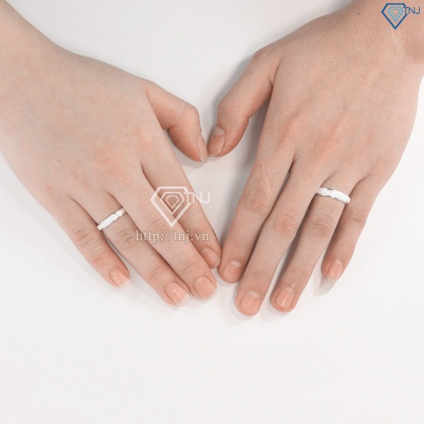Quà valentine cho bạn gái nhẫn đôi bạc khắc tên ND0441- Trang Sức TNJ