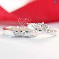 Quà valentine cho bạn gái nhẫn đôi bạc King Queen đơn giản ND0303 - Trang Sức TNJ