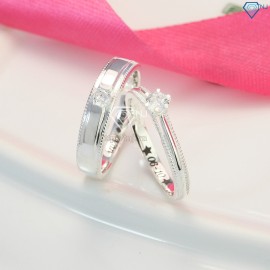 Quà valentine cho bạn gái nhẫn đôi bạc khắc tên ND0442 - Trang Sức TNJ