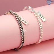 Quà valentine cho bạn gái vòng bạc đôi nam nữ khắc tên theo yêu cầu LTD0015 - Trang sức TNJ