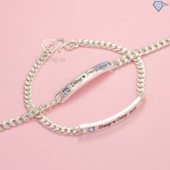 Quà valentine cho bạn gái vòng tay đôi bạc khắc tên theo yêu cầu LTD0004
