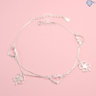 Tặng quà valentine cho bạn gái lắc chân bạc nữ cỏ 4 lá may mắn LCN0056 - Trang Sức TNJ