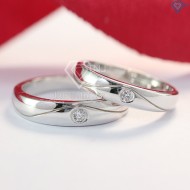 Tặng quà valentine cho bạn gái nhẫn đôi bạc đẹp đơn giản ND0309
