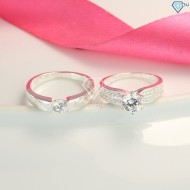 Tặng quà valentine cho bạn gái nhẫn đôi bạc đính đá ND0431 - Trang sức TNJ
