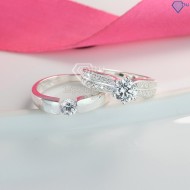 Tặng quà valentine cho bạn gái nhẫn đôi bạc đính đá ND0431 - Trang sức TNJ
