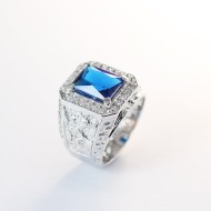 Nhẫn bạc nam hình rồng mặt đá xanh NNA0068
