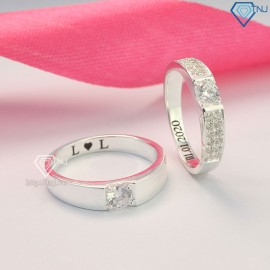 Quà valentine cho bạn trai nhẫn đôi bạc khắc tên ND0446 - Trang Sức TNJ