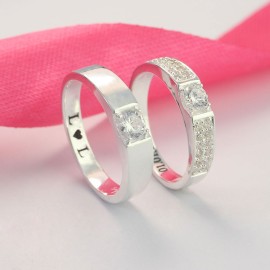 Quà valentine cho bạn trai nhẫn đôi bạc khắc tên ND0446