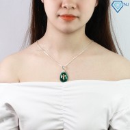 Dây chuyền bạc nữ mặt thánh giá bọc thủy tinh xanh DCN0514 - Trang sức TNJ