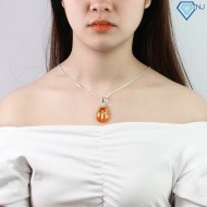 Dây chuyền bạc nữ mặt thánh giá bọc thủy tinh cam DCN0514 - Trang sức TNJ