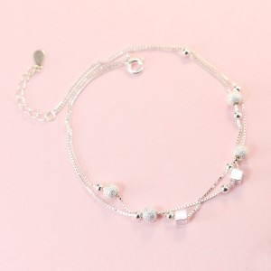 Quà 8 3 cho vợ lắc chân bạc nữ đẹp lập phương tinh tế LCN0035