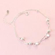 Quà 8 3 cho vợ lắc chân bạc nữ đẹp lập phương tinh tế LCN0035