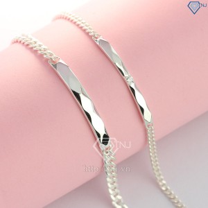 Quà 8 3 cho vợ vòng tay đôi bạc kẻ caro khắc tên theo yêu cầu LTD0006