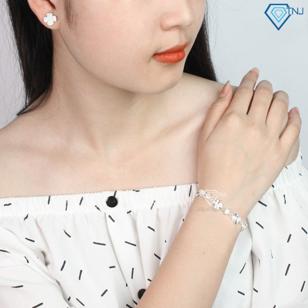 Quà 8 3 cho bạn gái lắc tay bạc nữ cỏ 4 lá may mắn LTN0092 - Trang Sức TNJ