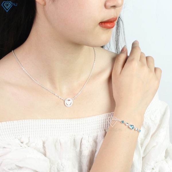 Quà 8 3 cho bạn gái lắc tay bạc nữ cao cấp đính đá xanh dương LTN0149 - Trang Sức TNJ
