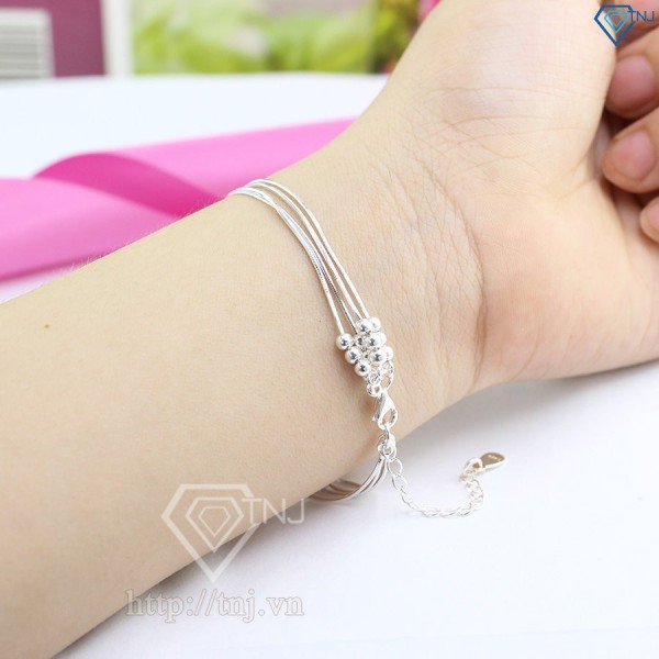 Qùa 8 3 cho bạn gái lắc tay bạc nữ hạt tròn độc đáo và sang trọng LTN0099 - Trang sức TNJ