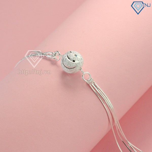 Qùa 8 3 cho bạn gái lắc tay bạc nữ hạt tròn độc đáo và sang trọng LTN0099 - Trang sức TNJ