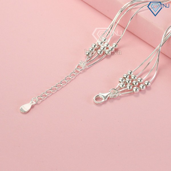 Qùa 8 3 cho bạn gái lắc tay bạc nữ hạt tròn độc đáo và sang trọng LTN0099 - Trang sức TNJ