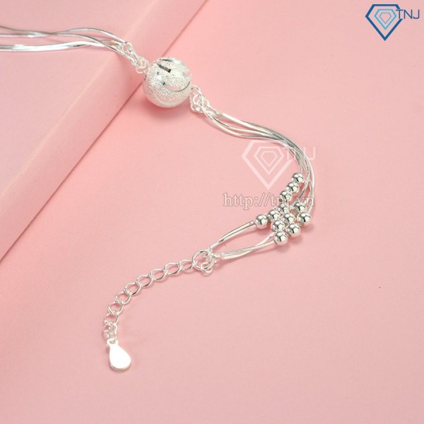 Qùa 8 3 cho bạn gái lắc tay bạc nữ hạt tròn độc đáo và sang trọng LTN0099 - Trang sức TNJ