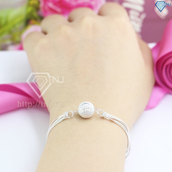 Qùa 8 3 cho bạn gái lắc tay bạc nữ hạt tròn độc đáo và sang trọng LTN0099 - Trang sức TNJ
