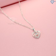 Quà 8 3 cho người yêu dây chuyền bạc nữ mặt trái tim đôi đẹp DCN0424 - Trang sức TNJ