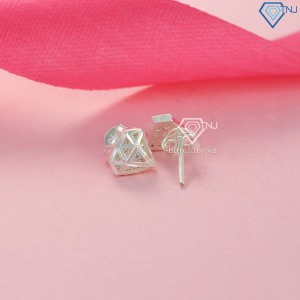 Quà 8 3 cho người yêu khuyên tai bạc nữ hình kim cương đẹp BTN0114 - Trang Sức TNJ