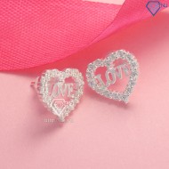 Bông tai bạc nữ hình trái tim chữ Love BTN0126 - Trang Sức TNJ