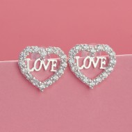 Bông tai bạc nữ hình trái tim chữ Love BTN0126