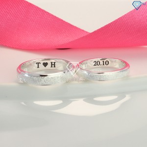 Tặng quà sinh nhật cho bạn gái nhẫn đôi bạc khắc tên ND0441 - Trang Sức TNJ