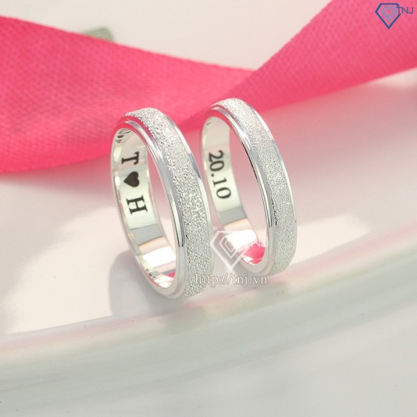 Tặng quà sinh nhật cho bạn gái nhẫn đôi bạc khắc tên ND0441 - Trang Sức TNJ