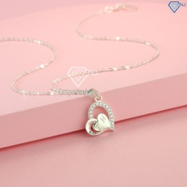 Tặng quà sinh nhật cho bạn gái dây chuyền hình trái tim đôi khắc tên DCN0492 - Trang Sức TNJ