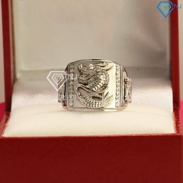 Nhẫn bạc nam xi bạch kim hình rồng NNA0089-XK- Trang sức TNJ