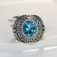 Nhẫn bạc Mỹ xưa đính đá xanh NNA0134