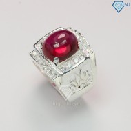 Nhẫn bạc nam hoa sen mặt đá đỏ NNA0151 - Trang Sức TNJ