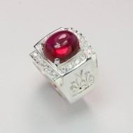 Nhẫn bạc nam hoa sen mặt đá đỏ NNA0151