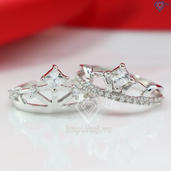 Nhẫn đôi bạc nhẫn cặp bạc King Queen ND0343