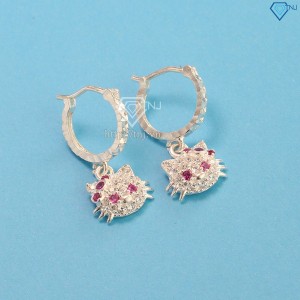 Quà 1 6 cho bé gái bông tai bạc cho bé hình Hello Kitty BTT0002 - Trang Sức TNJ