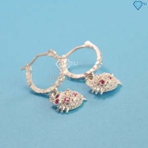 Quà 1 6 cho bé gái bông tai bạc cho bé hình Hello Kitty BTT0002 - Trang Sức TNJ