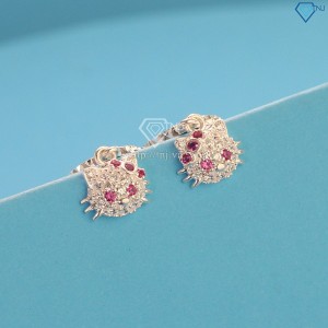 Quà 1 6 cho bé gái bông tai bạc cho bé hình Hello Kitty BTT0002 - Trang Sức TNJ