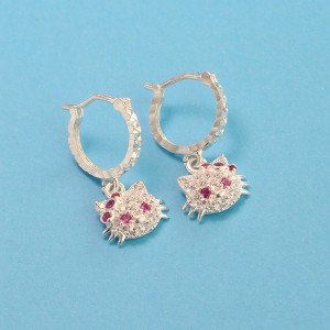 Quà 1 6 cho bé gái bông tai bạc cho bé hình Hello Kitty BTT0002