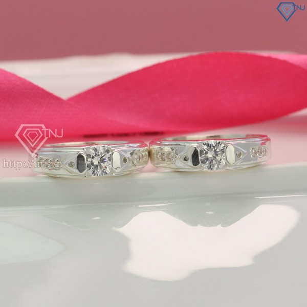 Nhẫn đôi bạc nhẫn cặp bạc đẹp đính đá trắng ND0280 - Trang sức TNJ