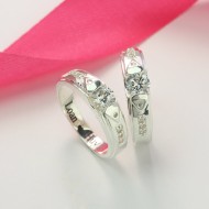 Nhẫn đôi bạc nhẫn cặp bạc đẹp đính đá trắng ND0280