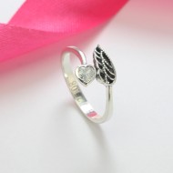 Nhẫn bạc nữ hình cánh thiên thần khắc tên xi bạc thái NN0281